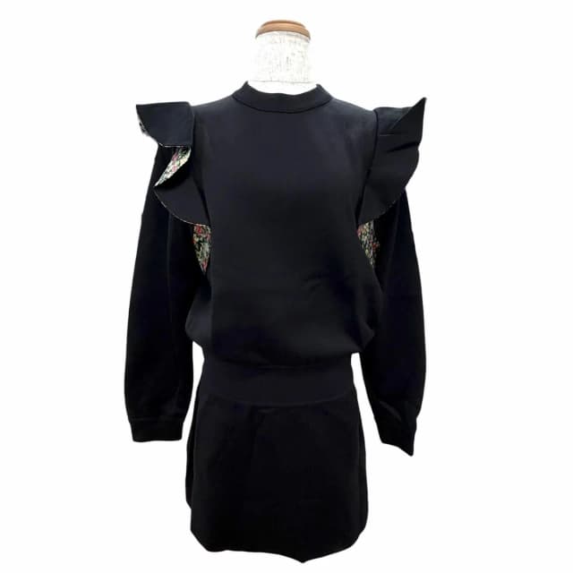 Louis Vuitton Flower Print Ruffle Sweatshirt Dress Long Sleeve Black XS in Black Nylon from The Reluxe, photo 1 of 1