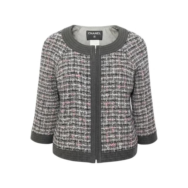 Chanel Zip Up Tweed Jacket Collarless 38 Multicolor in Multicolor Tweed from The Reluxe, photo 1 of 1