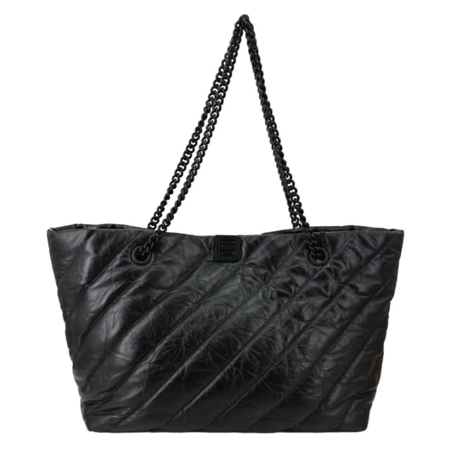 Balenciaga Crush Large Quilted Calfskin Leather Tote Bag Black in Black Calfskin from Dallas Designer Handbags, photo 1 of 1