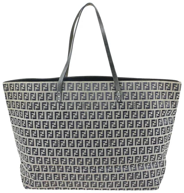 Fendi Navy x Grey Monogram FF Zucca Roll Shopper Tote Bag in Navy Canvas from Bagriculture, photo 1 of 1