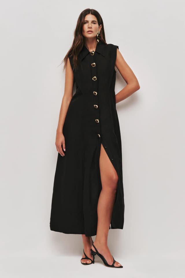 AJE Sacha Midi Dress in BLACK, image 1 of 1 from Aje