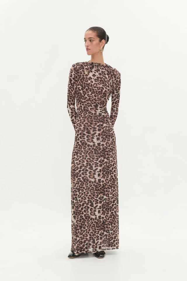 Aje Studio Saturn Mesh Maxi Dress in LEOPARD, image 1 of 1 from Aje
