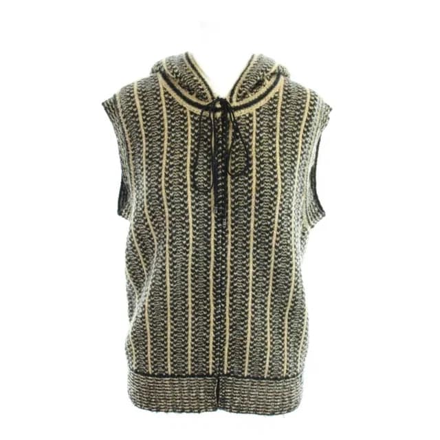Chanel 02A Tweed Knit Hoodie Vest Sleeveless CC Logo 42 Black Brown MW in Black Tweed from The Reluxe, photo 1 of 1