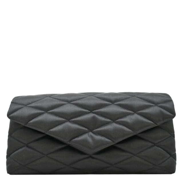 Saint Laurent Sade Large Satin Clutch Black in Black Satin from Dallas Designer Handbags, photo 1 of 1