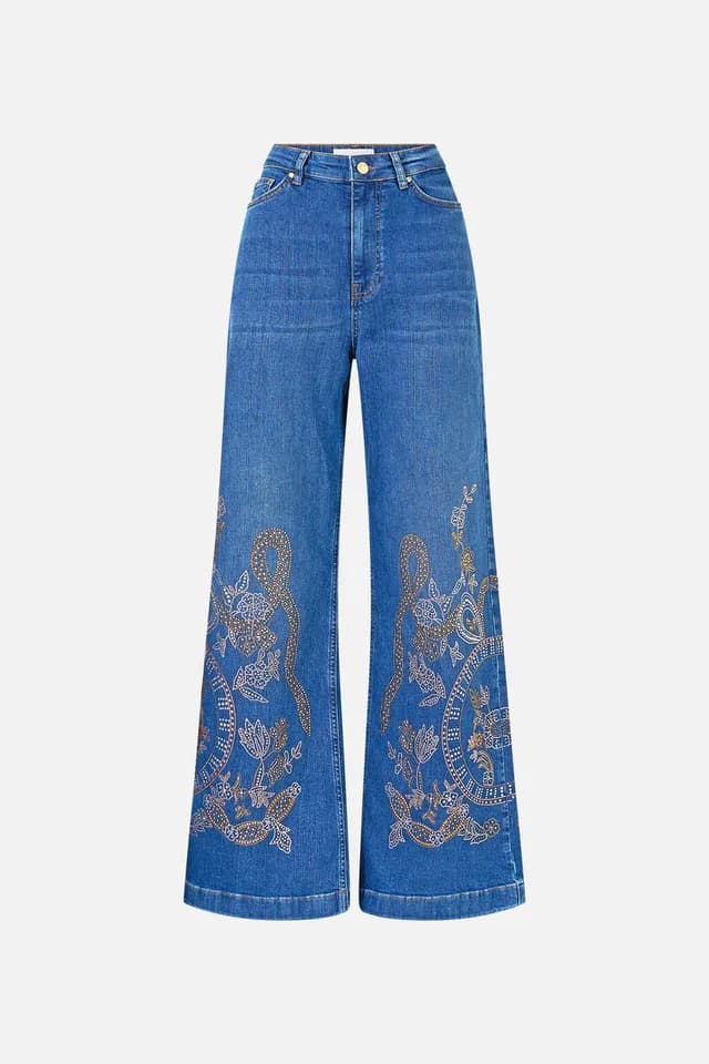 Camilla eBoutique JENNA ACE OF LACE HIGH WAISTED FLARE DENIM, image 1 of 1 from CAMILLA
