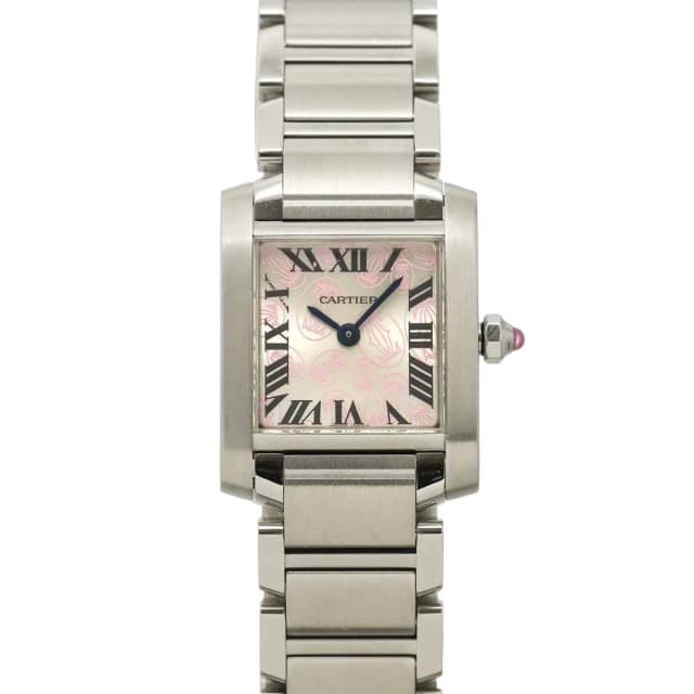 Cartier Tank Francaise SM Christmas Limited Watch Silver Pink Quartz in Pink from The Reluxe, photo 1 of 1