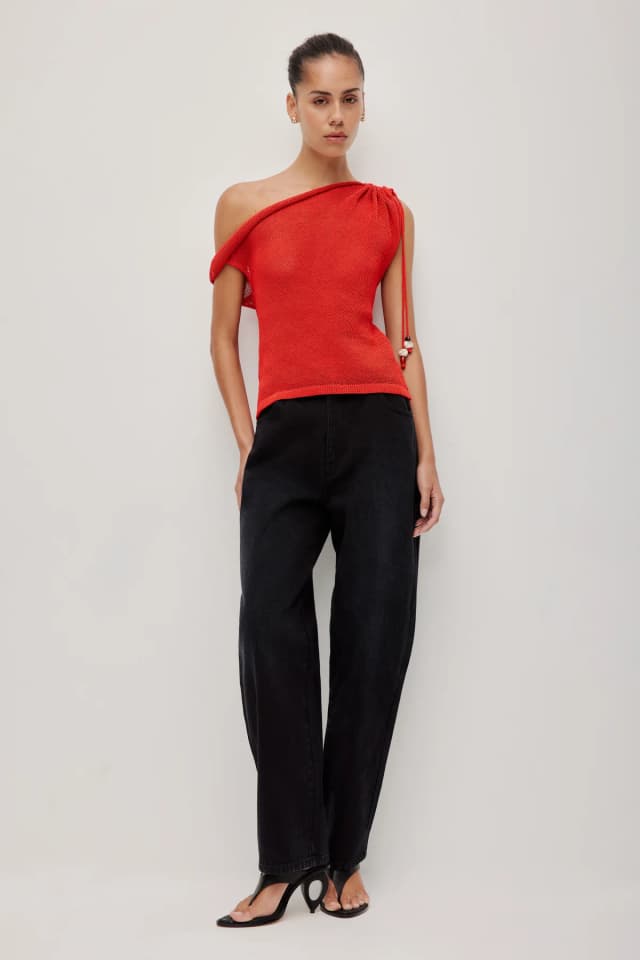 Aje Studio Suri Knit Top in BURNT ORANGE, image 1 of 1 from Aje