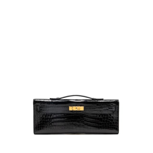 Hermès Kelly Cut Clutch Shiny CROCODILE POROSUS BLACK GHW Stamp X in Black Crocodile from EMIER, photo 1 of 1