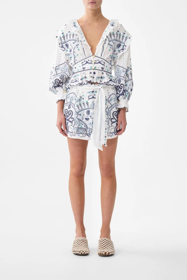 Camilla eBoutique V-NECK BLOUSE WITH RUFFLE DETAILS ALL ABOUT THAT LACE, image 1 of 1 from CAMILLA