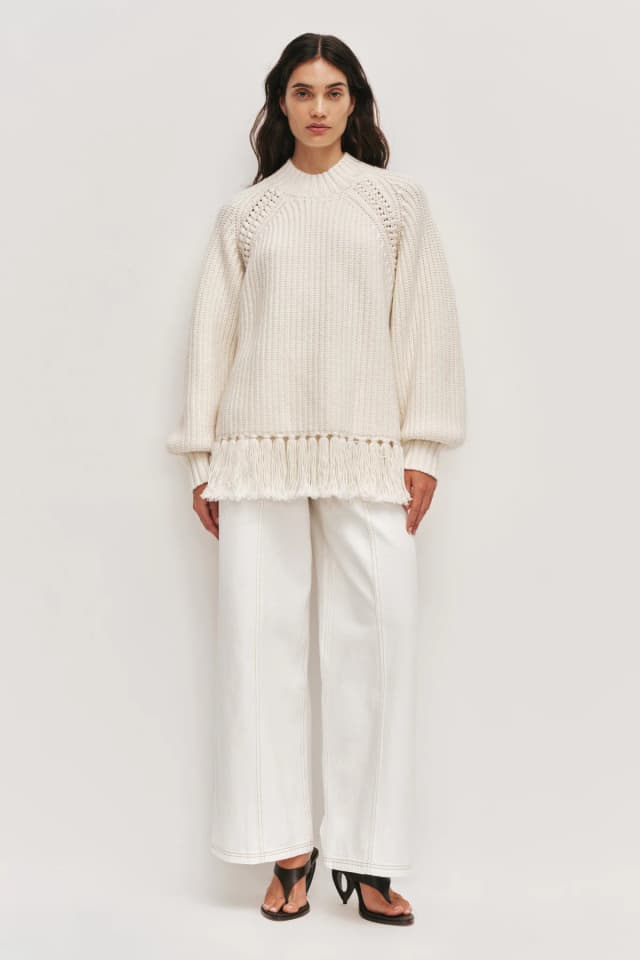 AJE Brette Knit Jumper in CREAM, image 1 of 1 from Aje