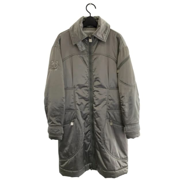 Chanel Sports Line CC Logo Gray Silver Down Coat Zip Upcoat in Grey from The Reluxe, photo 1 of 1