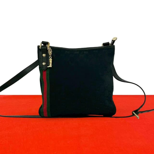 Gucci Sherry Line GG Canvas Pattern Shoulder Bag Pochette Crossbody Black in Black Canvas from The Reluxe, photo 1 of 1