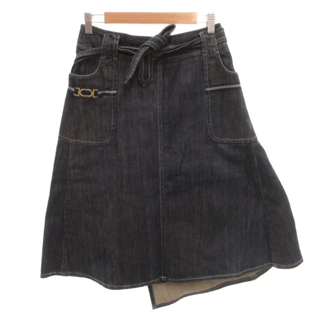 Max Mara Wrap Skirt Denim Belt Knee-Length Cotton Indigo 36 in Denim from The Reluxe, photo 1 of 1