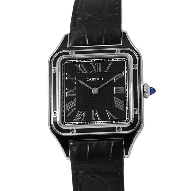 Cartier Santos Dumont LM Watch Black Dial Hand Wound in Black Crocodile from The Reluxe, photo 1 of 1