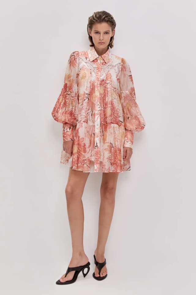 AJE Iria Mini Dress in RUST NATIVE FLORAL, image 1 of 1 from Aje