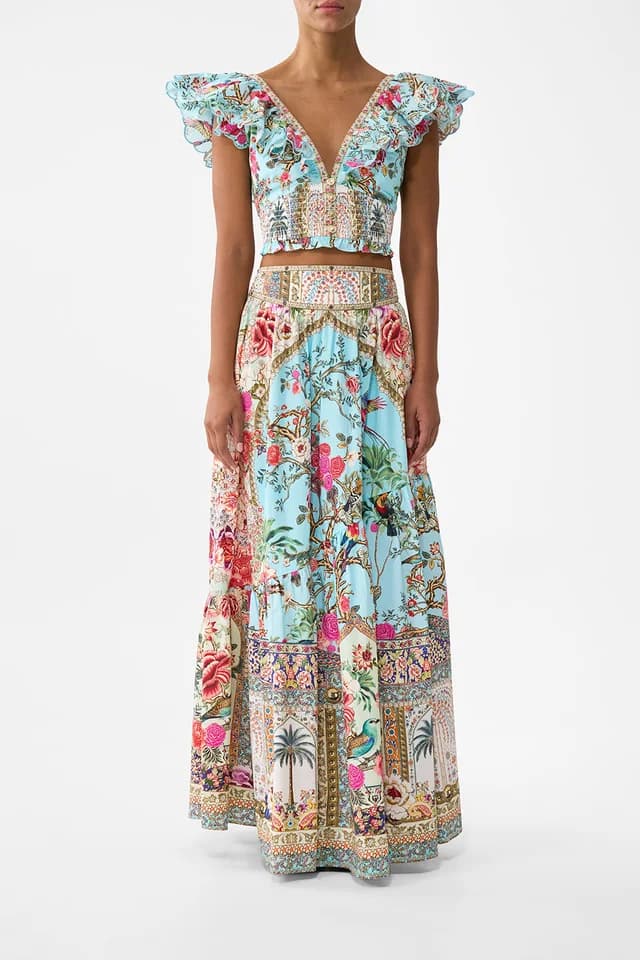 Camilla eBoutique DEEP V-FRILL SHORT SLEEVE TOP SULTANS AND QUEENS, image 1 of 1 from CAMILLA