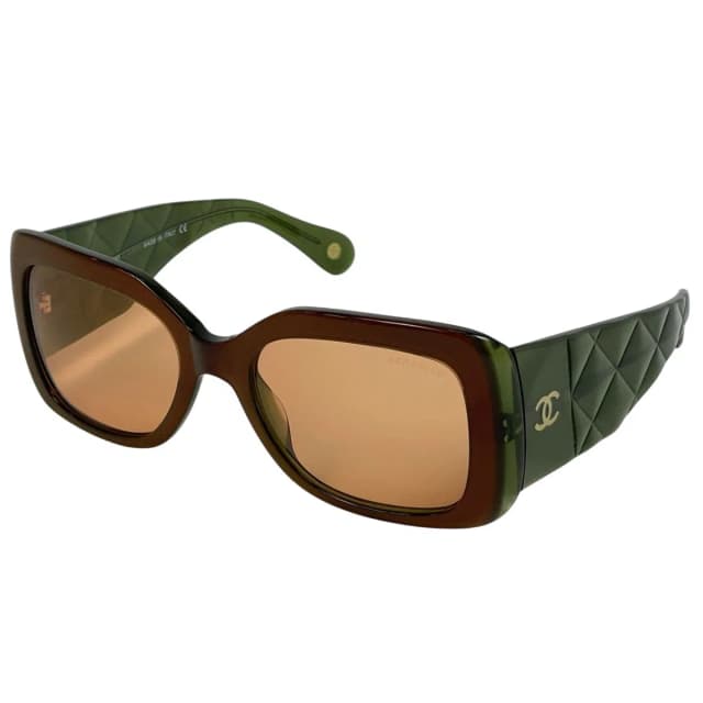 Chanel CC Logo Sunglasses Eyewear Acetate Brown Green in Brown from The Reluxe, photo 1 of 1