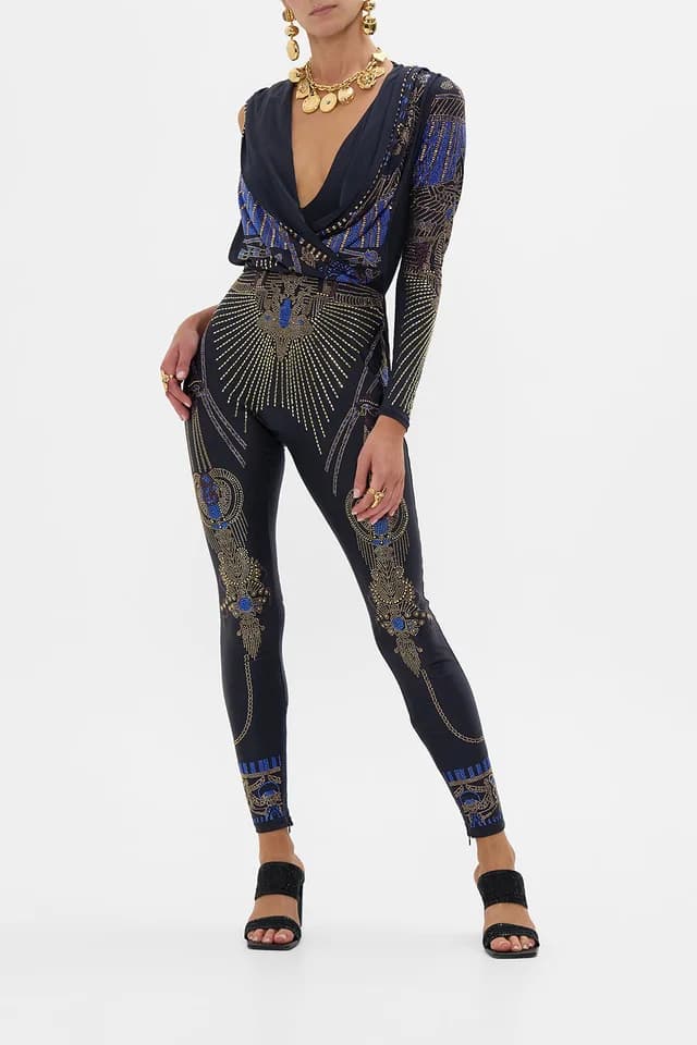 Camilla eBoutique ONE SLEEVE HOODED CATSUIT SOLID BLACK, image 1 of 1 from CAMILLA
