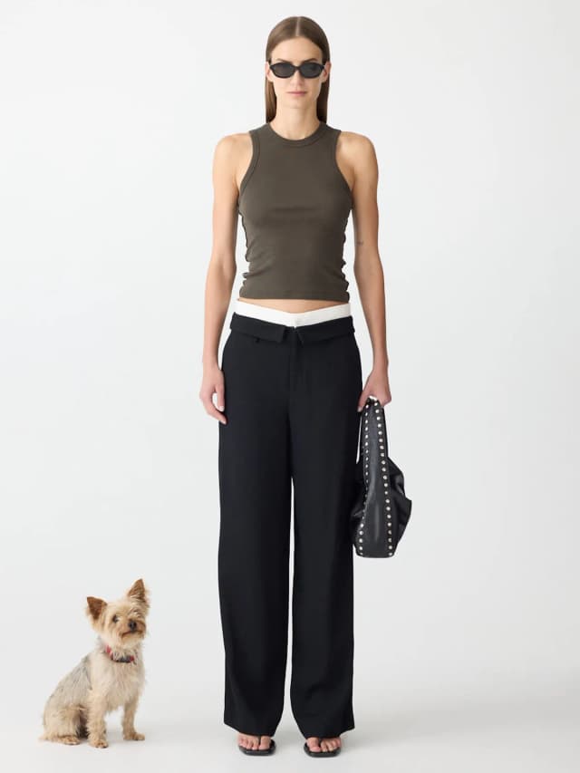 Bassike Turned Down Waistband Pant, image 1 of 1 from bassike