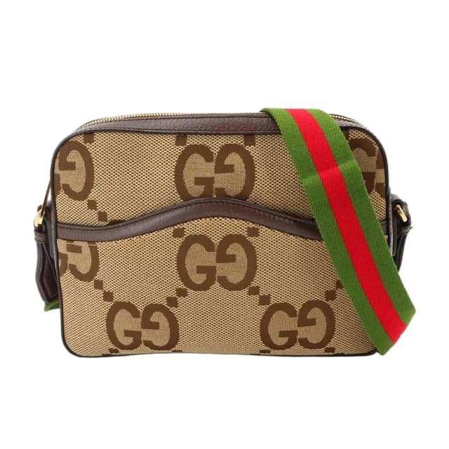 Gucci Jumbo GG Messenger Shoulder Bag Canvas Leather Camel Ebony in Brown Canvas from The Reluxe, photo 1 of 1