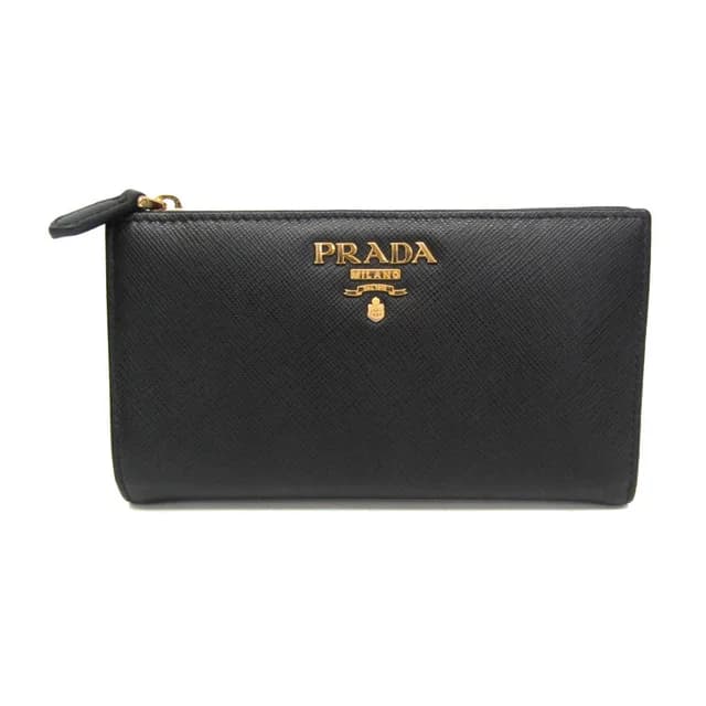 Prada Saffiano Triangle 1ML009 Women's Leather Middle Wallet (bi-fold) Black in Black Leather from Elady, photo 1 of 1