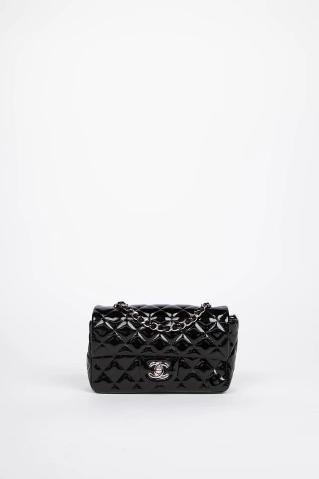 2010s Chanel Black Patent Leather Mini Rectangular Single Flap Bag in Black Patent leather from Break Archive, photo 1 of 1