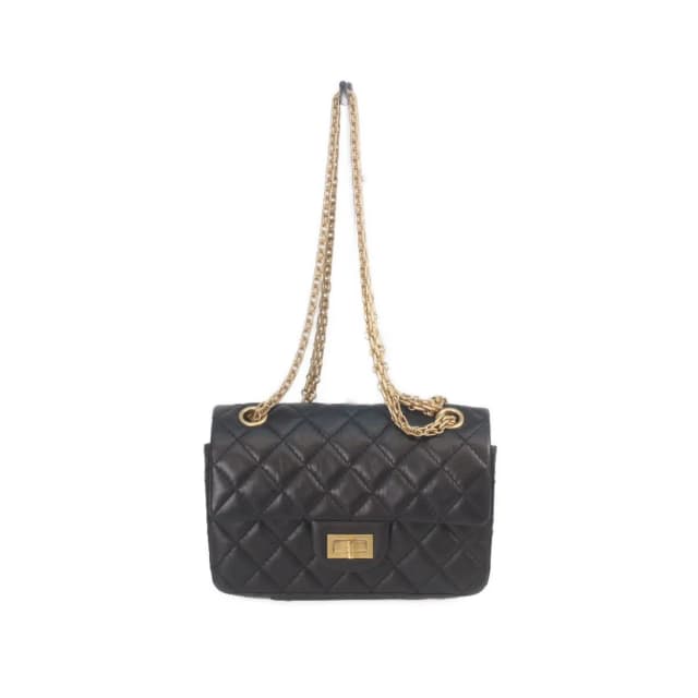 Chanel Black Vintage Calfskin Gold Quilted 2.55 Mini Chain Handbag in Black Calfskin from The Reluxe, photo 1 of 1