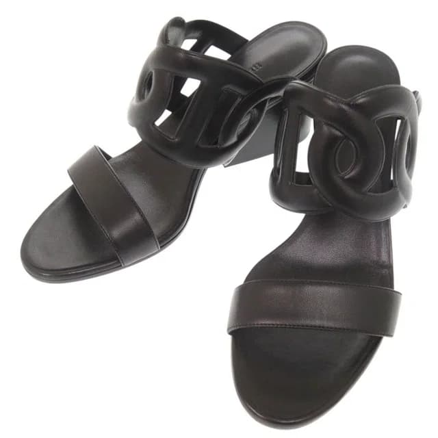 Hermès Lipari 70 Nappa Black Sandals 38.5 in Black Nappa leather from The Reluxe, photo 1 of 1