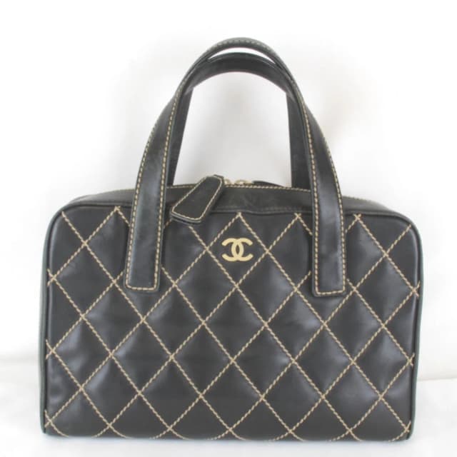 Chanel Wild Stitch Handle with Card Leather Black Handbag in Black Leather from The Reluxe, photo 1 of 1