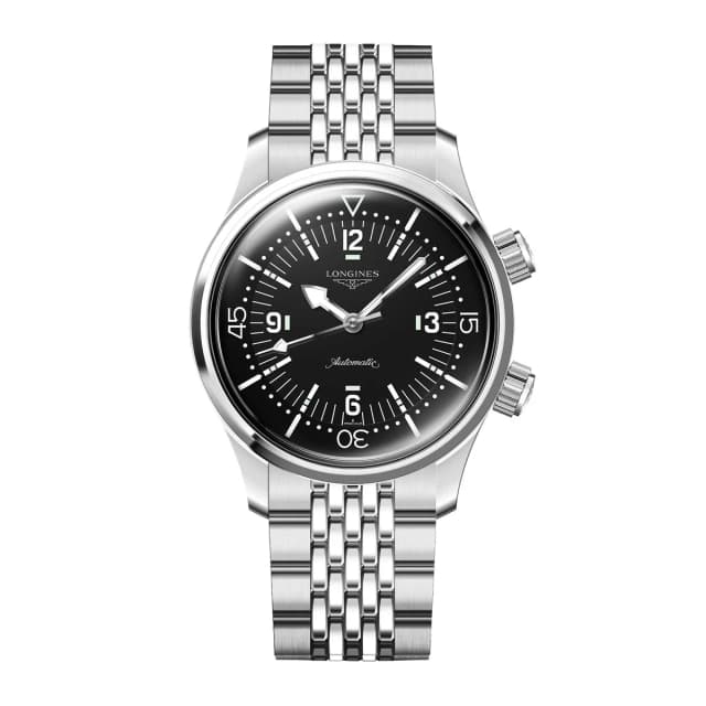 Longines Legend Diver 39mm Mens Watch Black Stainless Steel in black from WatchesOfSwitzerland, photo 1 of 1