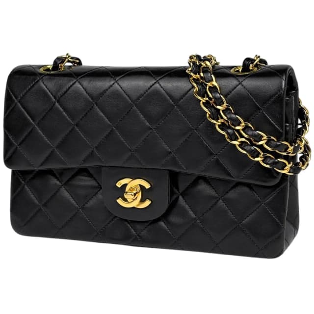 Chanel Quilted Double Flap Chain Shoulder Bag CC Logo Leather Black in Black Leather from The Reluxe, photo 1 of 1