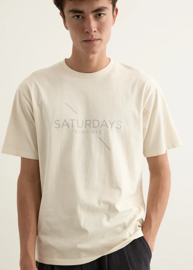 Saturdays NYC Surf Pigment Dye Short Sleeve T-Shirt in IVORY, image 1 of 1 from Incu
