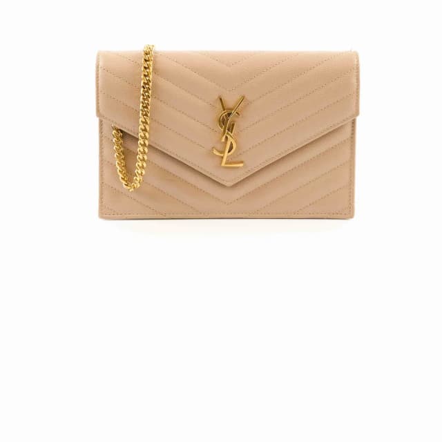 Saint Laurent Cassandre Envelope Wallet on Chain WOC Beige in Beige Leather from The Purse Affair, photo 1 of 1