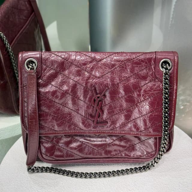 Saint Laurent Niki Crossbody Bag Bordeaux in Burgundy Canvas from Revivre Luxury Consignment, photo 1 of 1