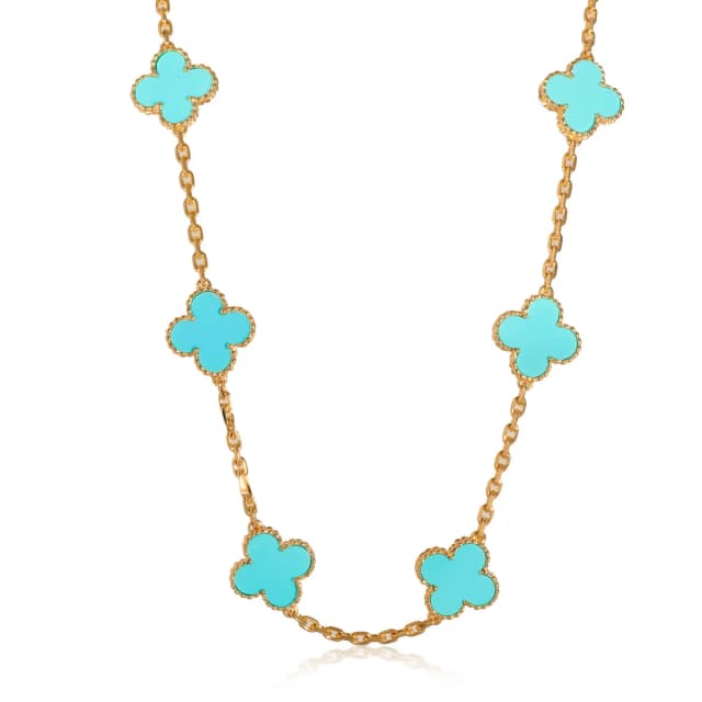 Alhambra Vintage Turquoise 10 Station In 18k Yellow Gold | Van Cleef & Arpels | Buy at in Blue from Truefacet, photo 1 of 1