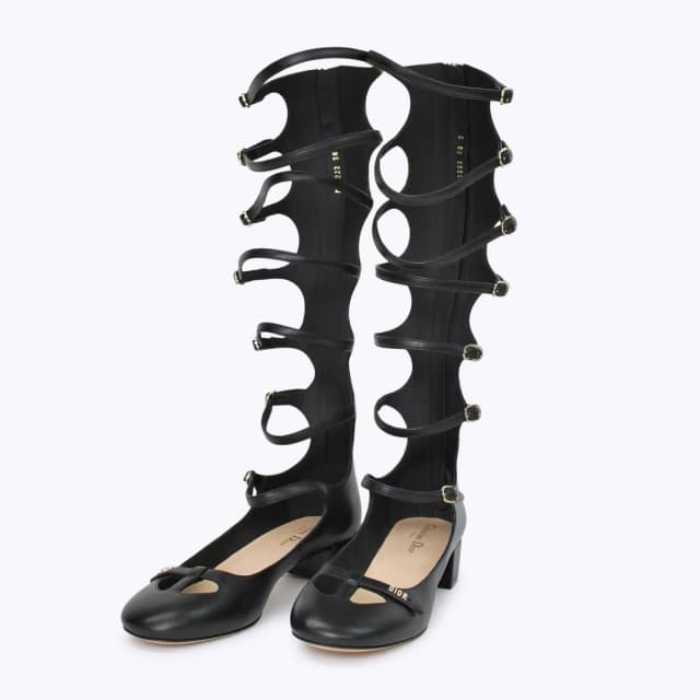 Dior Bondage Strap Long Boots Pumps Black in Black Leather from The Reluxe, photo 1 of 1