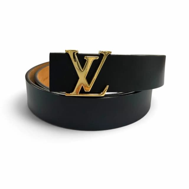 Ceinture LV Leather Belt Black Gold 85/34 in Black Leather from The Reluxe, photo 1 of 1
