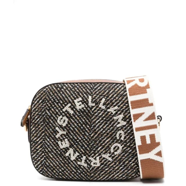 STELLA McCARTNEY Stella Logo Camera Bag Herringbone, Black/Pecan, image 1 of 1 from Cultstatus