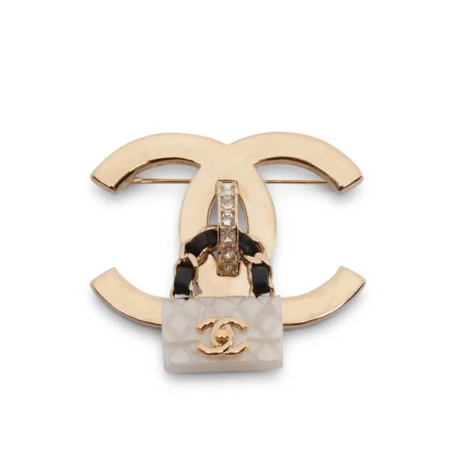 Chanel CC Bag Charm Brooch in Light Gold from Blue Spinach, photo 1 of 1