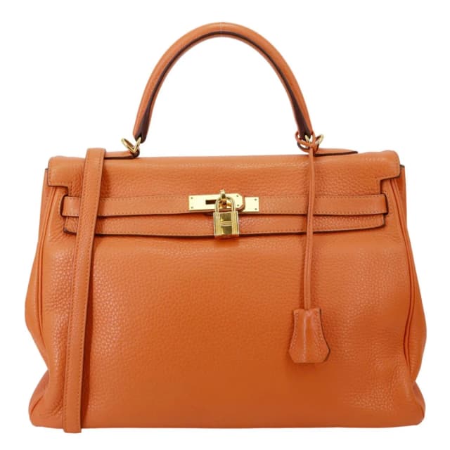 Hermès Kelly 32 Togo Leather Tote Shoulder Bag Orange in Orange Togo leather from Dallas Designer Handbags, photo 1 of 1