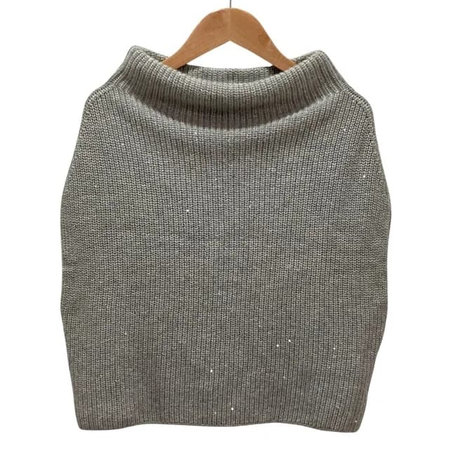 Brunello Cucinelli Sequin Cashmere Silk Knit Sweater Gray XS in Grey Silk from The Reluxe, photo 1 of 1