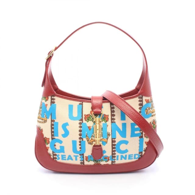 Gucci Shoulder Bag New Jackie Crown Ivory Red Multi Canvas Leather in White Canvas from The Reluxe, photo 1 of 1