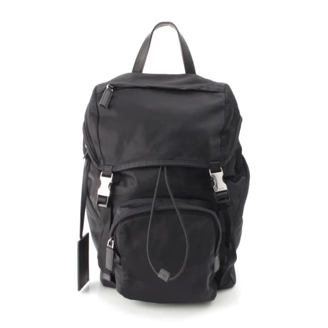 Prada Tessuto Triangle Logo Backpack Black in Black Leather from The Reluxe, photo 1 of 1
