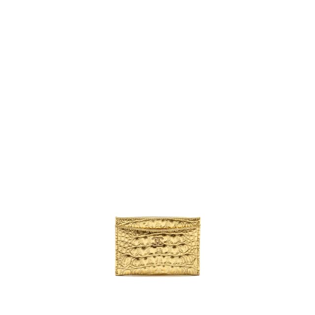 Chanel card holder croc-embossed calfskin gold metallic GHW in Gold Calfskin from EMIER, photo 1 of 1