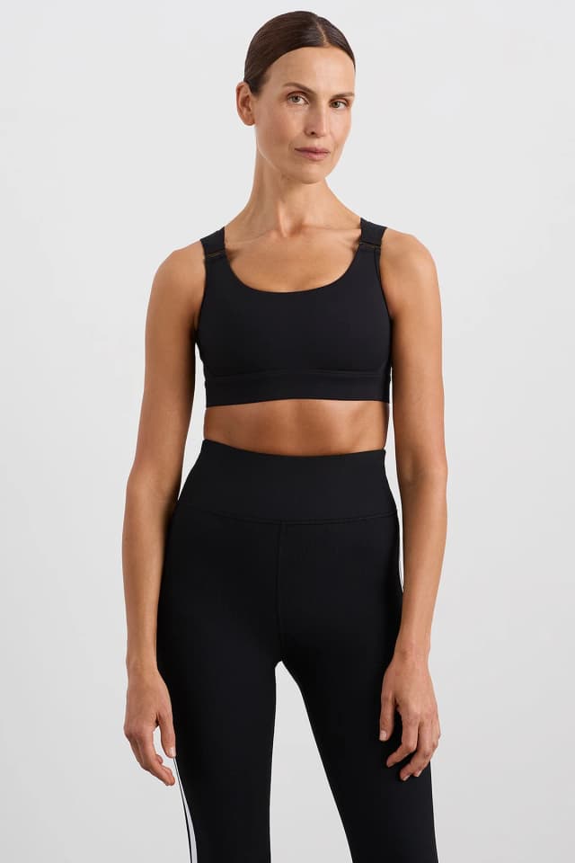 Athletica Logo Crossback Sports Bra 395 in BLACK, image 1 of 1 from Aje