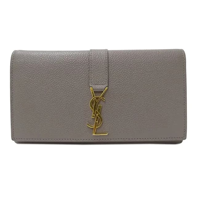 Saint Laurent Wallet Leather Gray Logo Simple in Grey Leather from The Reluxe, photo 1 of 1