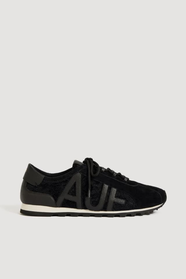AJE Valli Lace Logo Trainer in BLACK VELVETINE, image 1 of 1 from Aje
