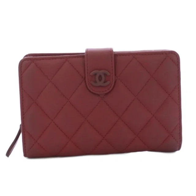 Chanel Quilted Lambskin Bifold Wallet CC Logo Bordeaux in Burgundy Lambskin from The Reluxe, photo 1 of 1