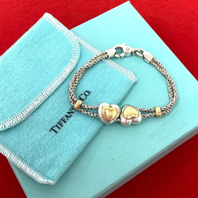 Tiffany & Co. Box Double Rope Heart Bracelet Silver Gold in Gold from The Reluxe, photo 1 of 1