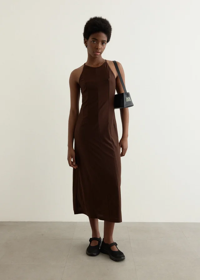 Incu Collection Illuminate Jersey Tank Dress in BROWN, image 1 of 1 from Incu
